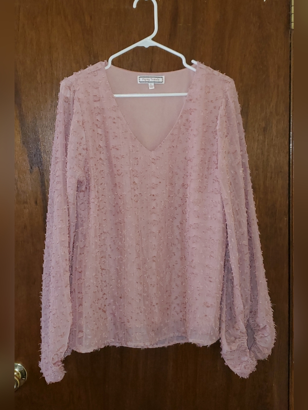 Flying Tomato Pink Textured V-Neck Top Sz Large